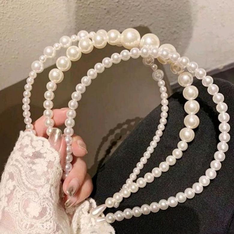 Bando Mutiara Korea Style Hijab Wisuda Bando Pearl Mutiara Hijab