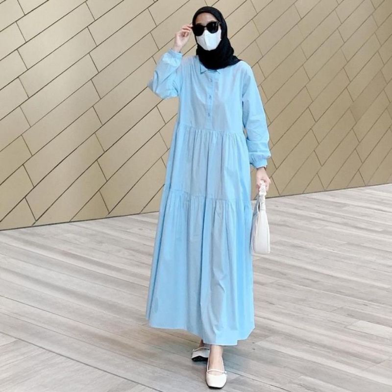 Gamis Maxy Polos Dress Hitam Dress Putih Gamis Polos Putih Gamis Polos Hitam RAUNDA DRESS // Gamis K