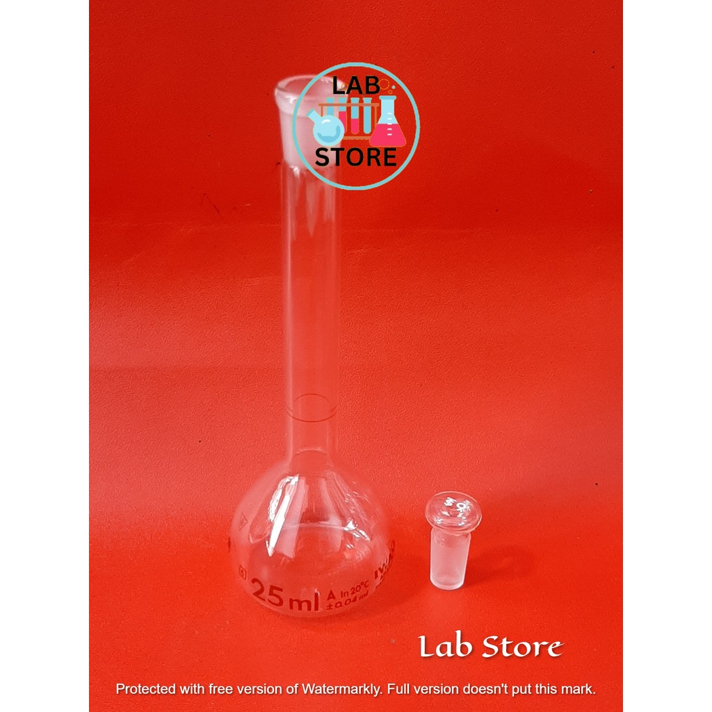 Labu ukur 25ml Iwaki / Volumetric Flask 25ml Iwaki / Labu ukur Glass Stopper Iwaki