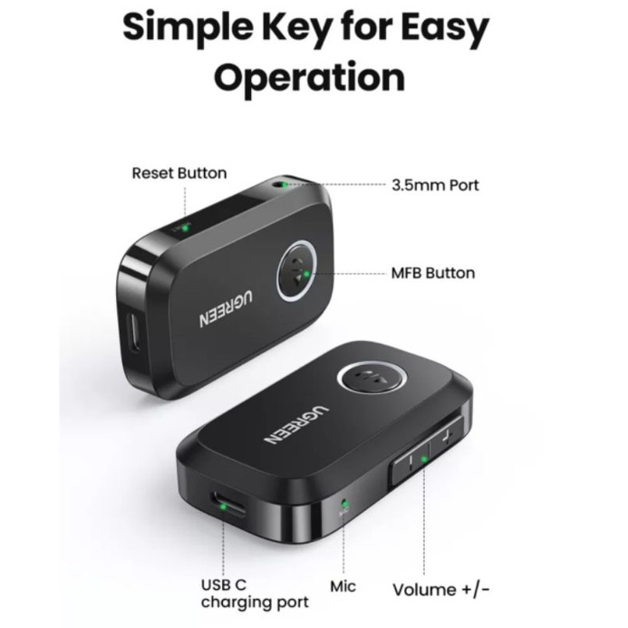 Ugreen Receiver Bluetooth 5.3 Wireless Aptx - Dongle Bluetooth Ugreen Receiver 5.3 For Car Speaker Headset