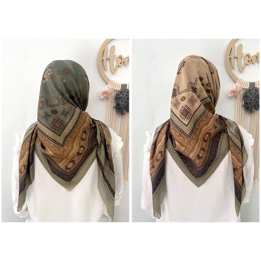 JILBAB SEGI EMPAT VOAL MOTIF HIJAU COKSU LC LASER CUT DK3873