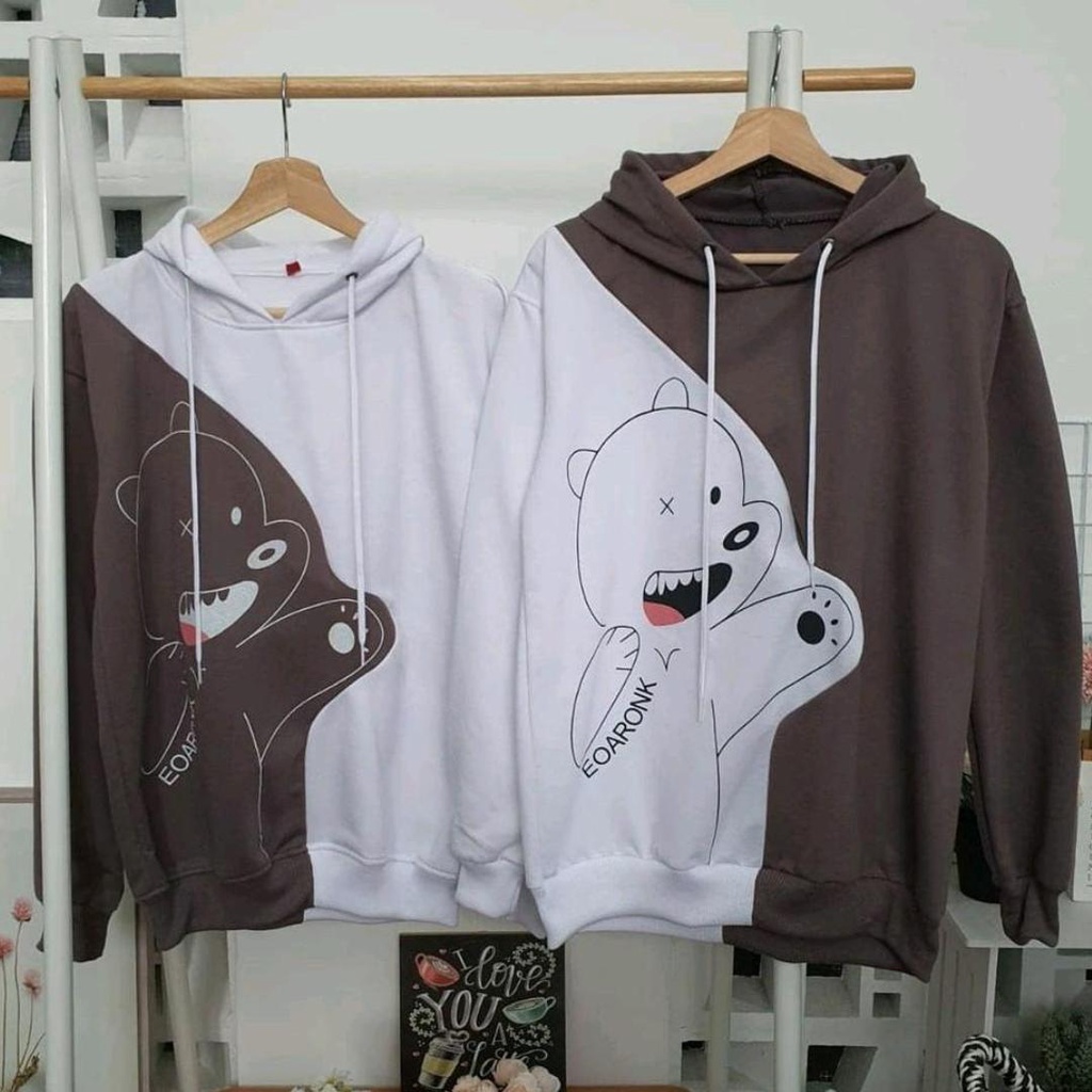 (COD) BURGUNDY BEAR Hoodie Fleece