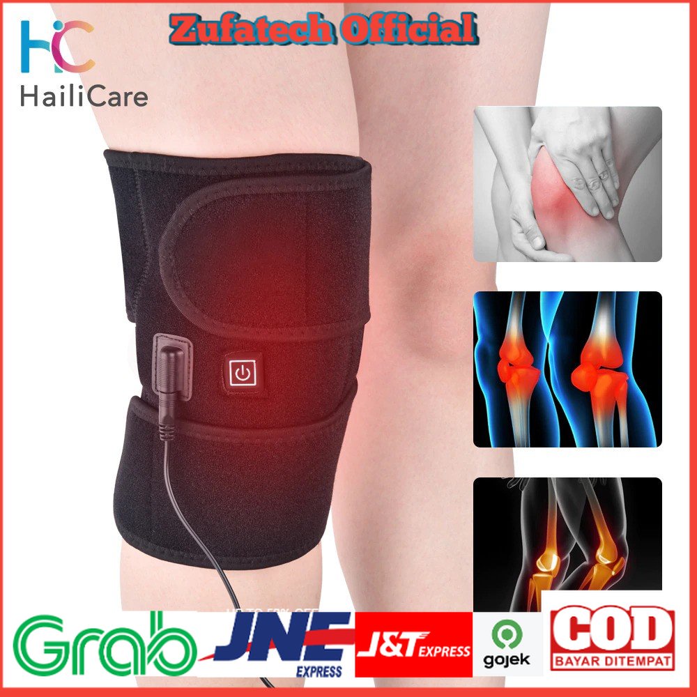 Hailicare Pelindung Lutut Heating Therapy Knee Support Compression Sport Fitness - 10237 - Black