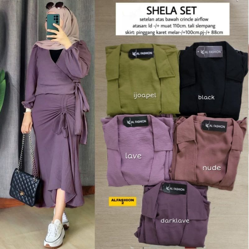 GAMIS STORE | Shella Set Rok Setelan 2in1 Polos Basic Matt Cringkle Airflow Fit To XL Besar Premium