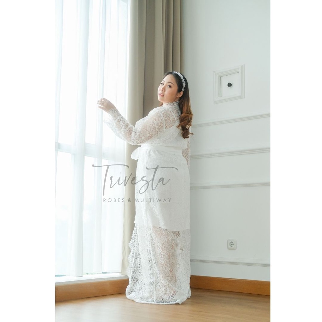 [BIG SIZE] Whitney Robe- KIMONO PENGANTIN BROKAT PANJANG WEDDING ROBE KIMONO BRIDE