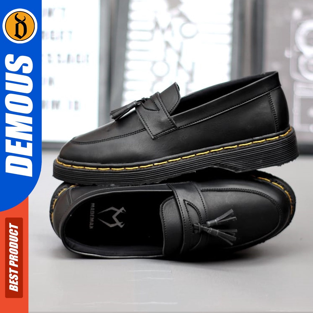 DEMOUS Fushi - Sepatu Docmart Formal Casual Boots Pantofel Kerja Pria Hitam