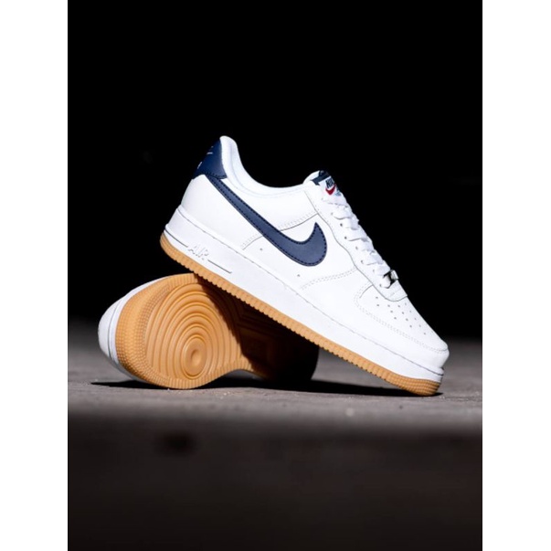 Sepatu Nk Air Force 1 Low White Navy Sol Gum Original