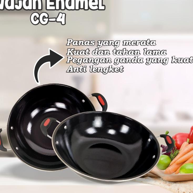 Penawaran Terpopuler Wajan Enamel Anti lengket Wajan Stainless 32Cm wajan warna Penggorengan serbaguna