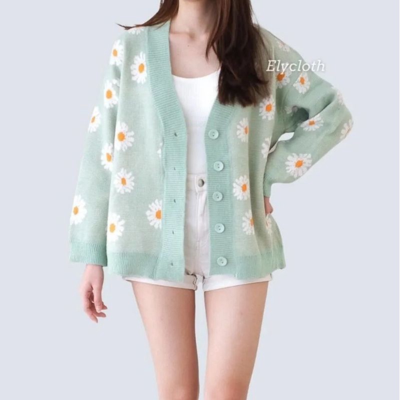 Atasan Wanita Sun Flower Rajut Cardy