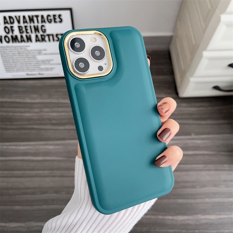 IPHONE Casing Belakang Full Soft TPU Untuk Iphone14 13 12 11 Pro X XS Max7 8 14 Plus XR Lensa Metal Modis Casing Anti Jatuh