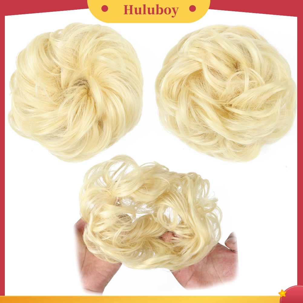 Wig Rambut Ekstensi Model Keriting Gelombang Messy Donut Chignons Ukuran 10cm Untuk Wanita