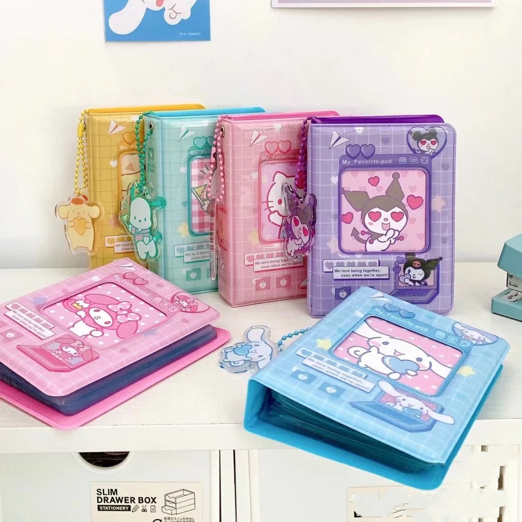 Sanrio Album Foto polaroid 2r 3 inci bahan 40 Kantong PVC Halaman Dalam Kartun Kartu Buku Idol Pas Foto Penyimpanan Mini Mengumpulkan Buku