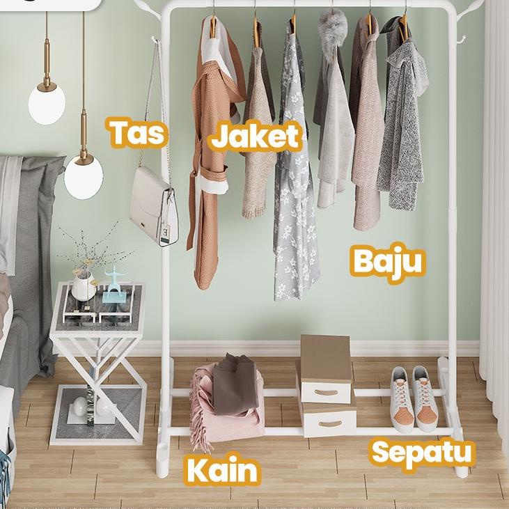 Paket Spesial Megam Stand Hanger Gantungan Baju Hits Gawang Tempat Penyimpanan Pakaian Sepatu Tempat gantungan baju Stand hanger HSH103