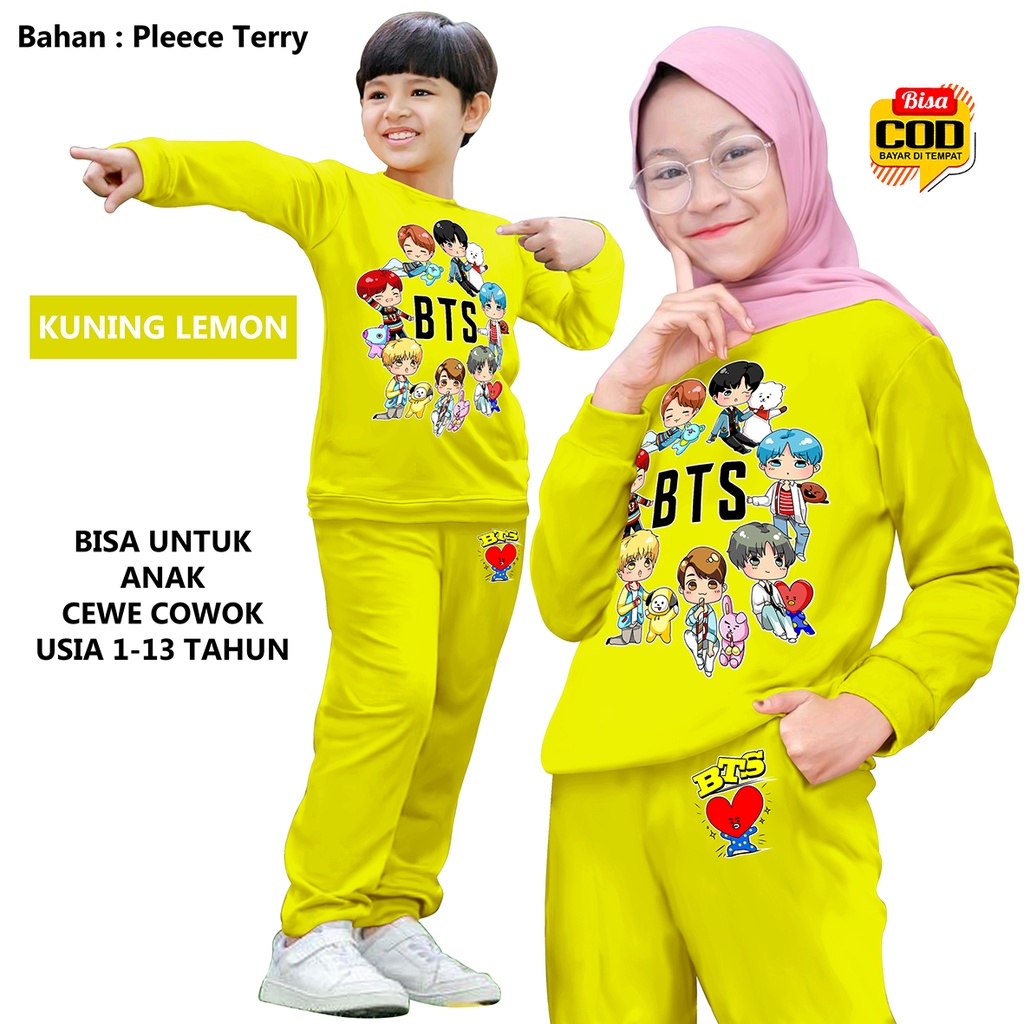 BISA COD&amp;GRATIS ONGKIR TM 0004 Setelan Anak BTS BT21, Setelan Training Olahraga Anak