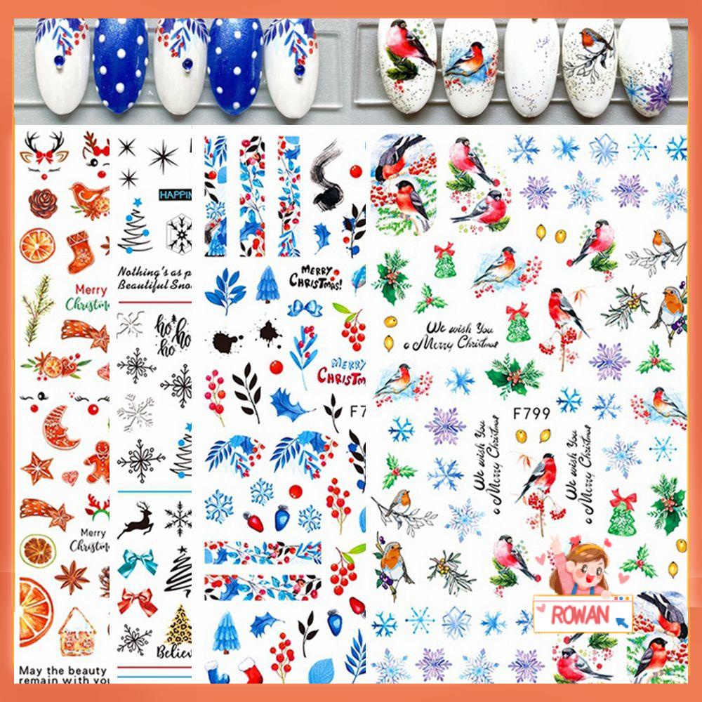 R-bunga Kuku Stiker 3D Daun Maple Xmas Pohon Manikur