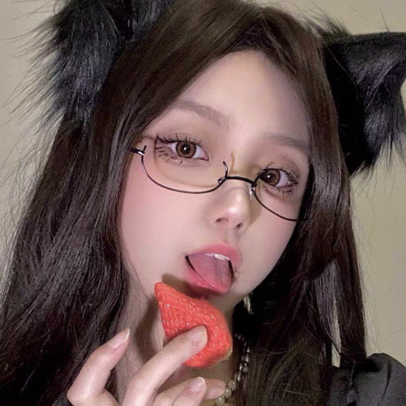 【COD】Kacamata Setengah Bingkai Gadis Korea | Bingkai Kacamata Datar Wanita Dekorasi COSPLAY