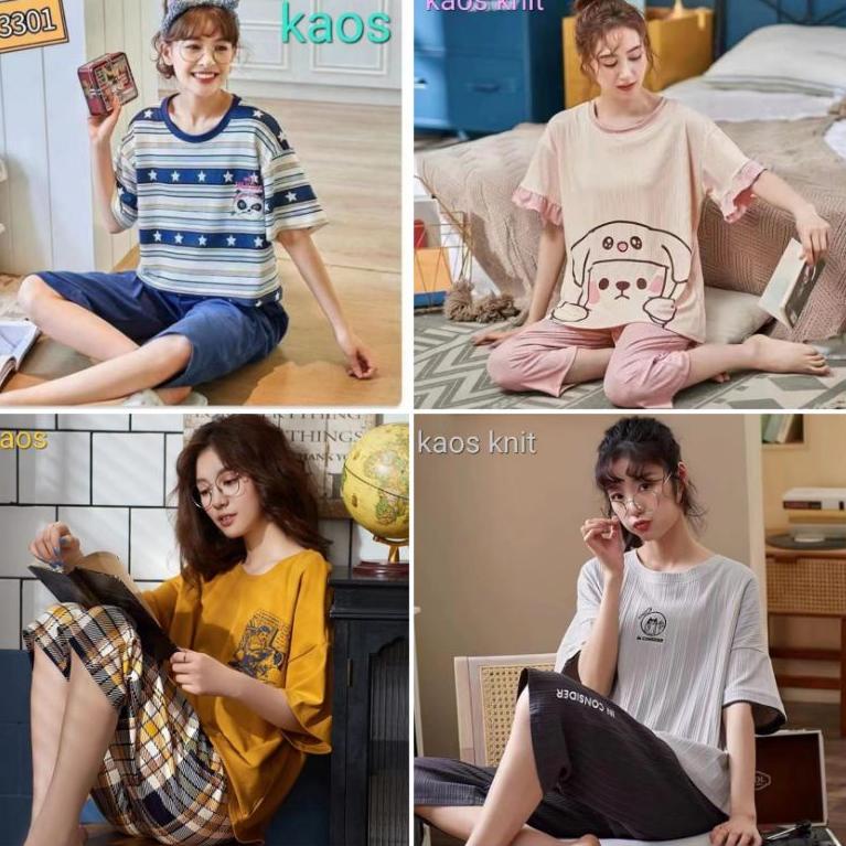 PIYAMA SETELAN CELANA 7/8 IMPORT BAJU TIDUR CP WANITA IMPORT 7/8 "KNP.10De22ᴳ"