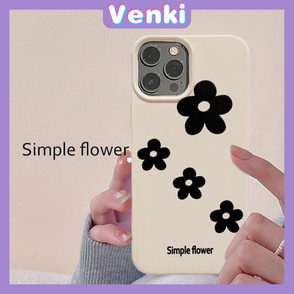 Case For iPhone 14 Pro Max Soft TPU Candy Case Black Simple Flowers Glossy Khaki Back Cover Camera Protection Shockproof For iPhone 13 12 11 Plus Pro Max 7 Plus X XR