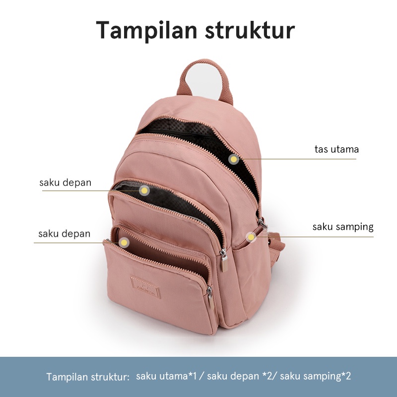 Hathin muii  COLORFUL FOX 0490 Tas Ransel Wanita Backpack Wanita Remaja Tas Anti Air laptop 14 inci WATER RESISTANT