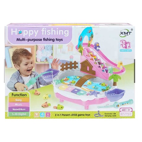 MAinan Anak Happy Fishing 9939 2in1 3D Colorful Light - Mainan Anak Pancing Ikan