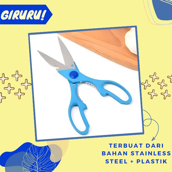 Gunting Dapur Serbaguna / Scissor / Kitchen Scissor Multifunction / Gunting Tajam Serbaguna / Alat Gunting Dapur Kitchen Scissors Gunting Multifungsi Bahan Stainless Steel / Gunting Ayam Daging Stainless Steel Murah Gunting Besar Dapur / Gunting Kertas