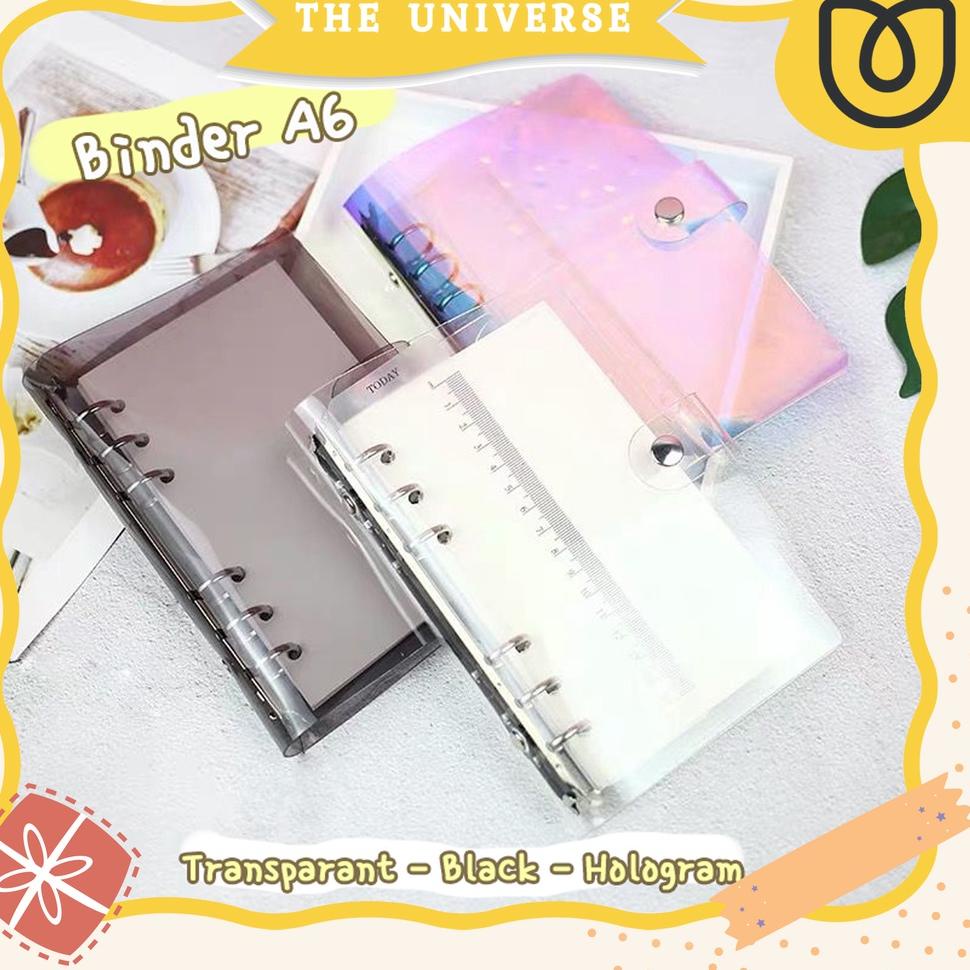 

(Z-S1S-♥☞) [THE UNIVERSE] Buku Binder A6 6 Ring Transparan Binder Cover Notebook Binder Hologram - ST005 berkualitas
