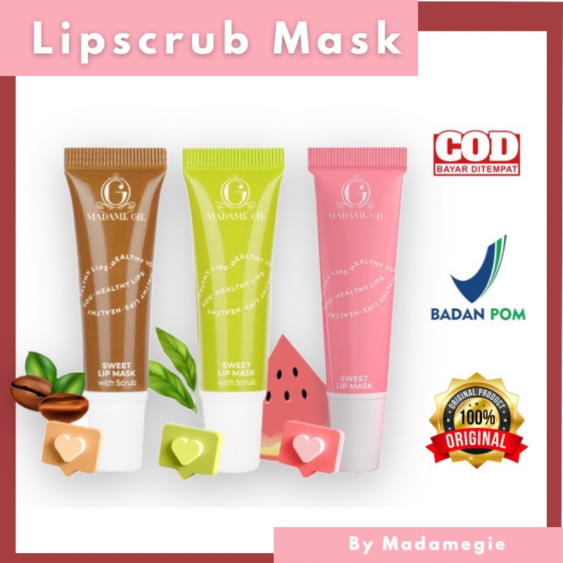 Madame Gie Sweet Lip Mask - Lip Scrub Vitamin E Lip Balm Moisturizer Serum Pencerah Bibir