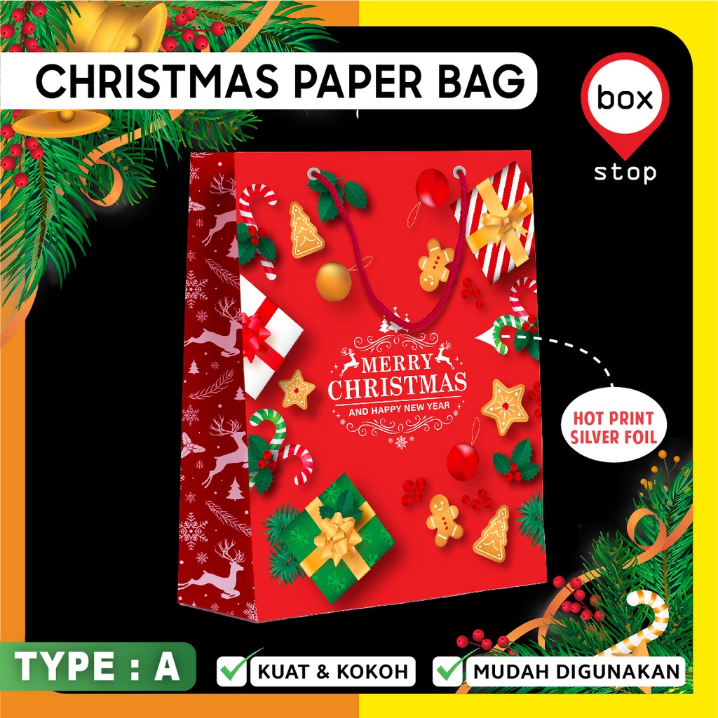 

Paper Bag Natal - Paper Bag Christmas 15x8x20 cm - A (5 pcs)