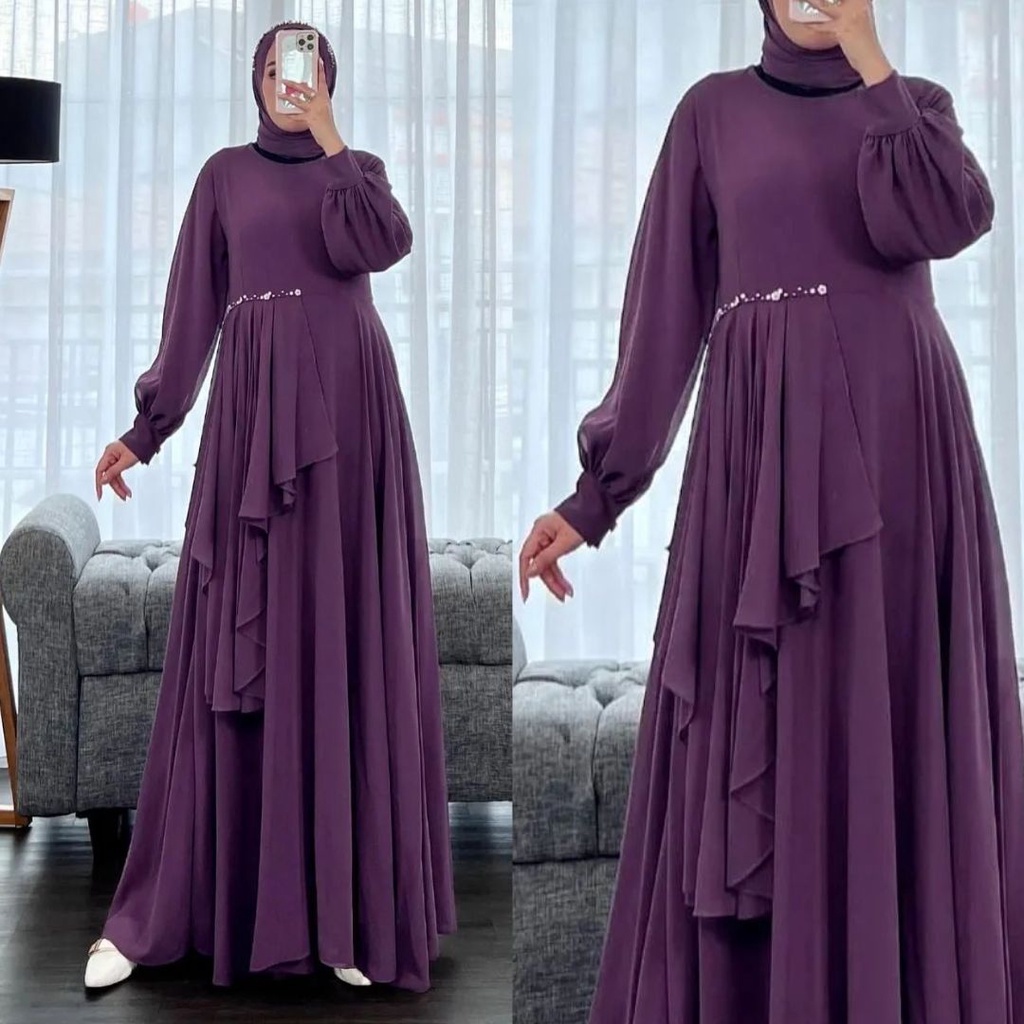 Zoya dress - Baju Kondangan Bridesmaid Wanita Bahan Ceruty Full Furring Aplikasi Payet / Gamis Pesta Kondangan / Gamis Pesta Simple / Baju kondangan Remaja Terbaru / Bridesmaid Dress / Kebaya wisuda Modern /Dress Bridesmaid / Dress Pesta / Dress Kondangan