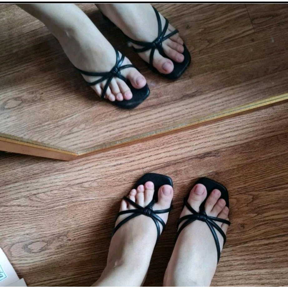 Sandal Wanita Heels - Sendal Nevada Tali Silang Hak 5 cm