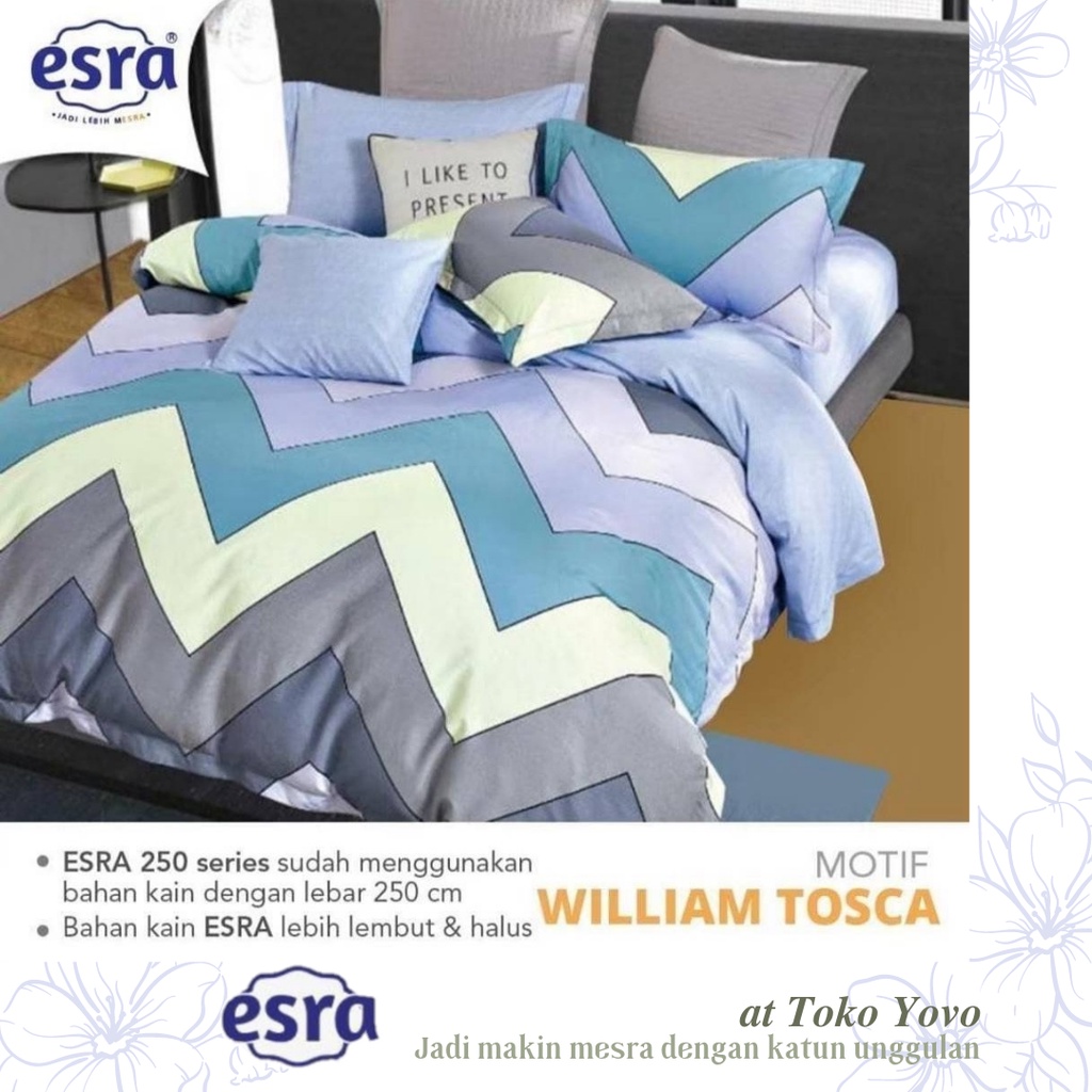 Sprei Katun Halus Pria Esra William Tosca Grey Biru Navy Lilac Seprei