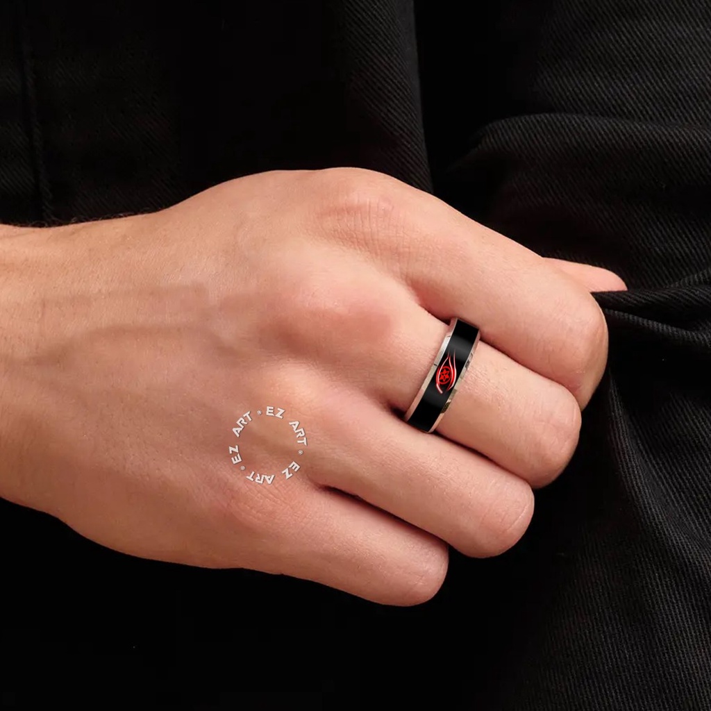 CINCIN COSPLAY ANIME NARUTO SHARINGAN LOGO AKATSUKI STAINLESS STEEL ANTI KARAT
