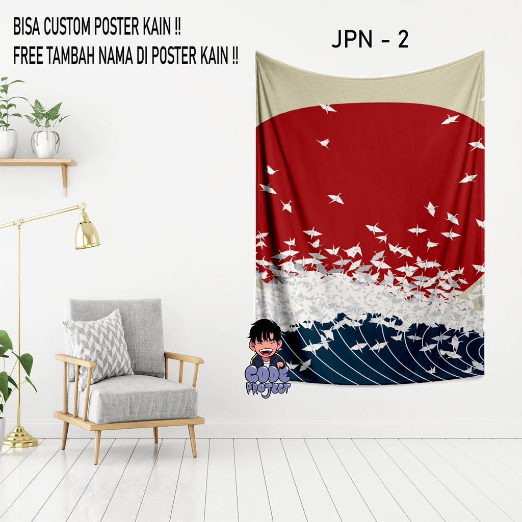 POSTER KAIN TEMA JEPANG - dekorasi dinding kamar tema jepang - hiasan dinding rumah dan kamar