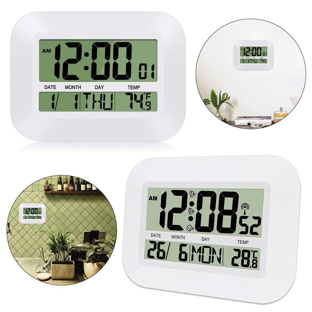 Solighter Jam Weker Alarm Rumah Samping Tempat Tidur Nomor Meja Clock Thermometer