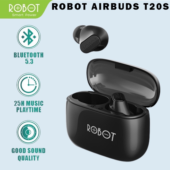 Robot T20S Wireless Earphone Tws Bluetooth 5.3 Deep Bass Sound Headset Airbuds Airdots Iphone Androi