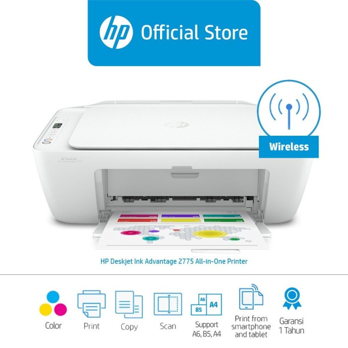 Hp Deskjet Ink Advantage 2775 (White) / 2776 (Gray) Wireless Printer