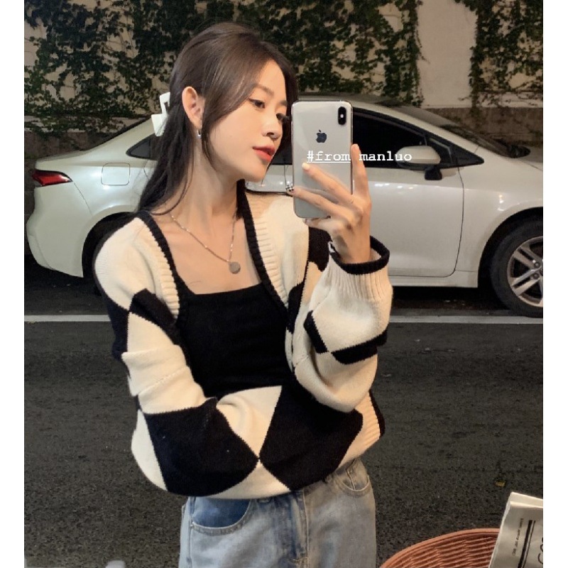 Cardigan Rajut Tebal Wanita Korean Style Outer Knit Crop