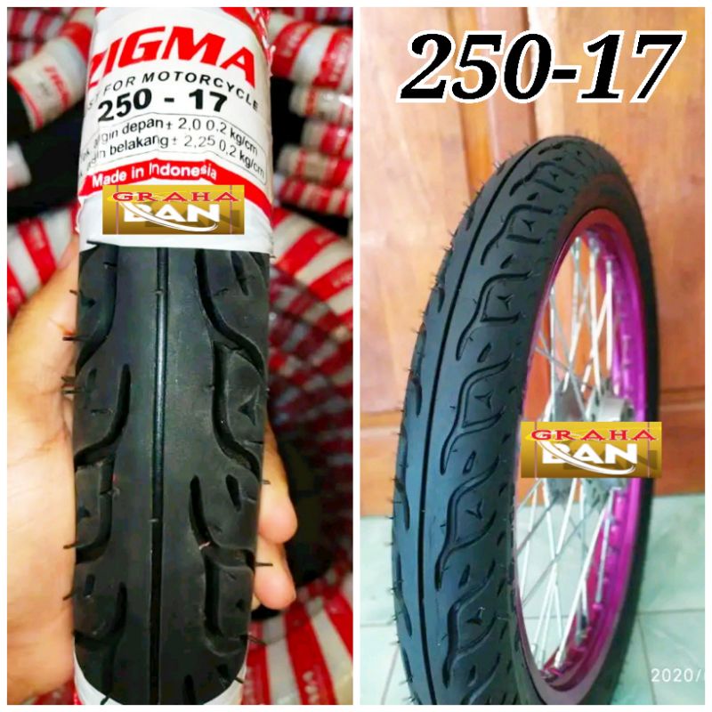 BAN MONTOR ZIGMA 250-17 ATAU 70/90-17 BAN LUAR RING 17 BAN BEBEK ban supra revo vega jupiter smash s