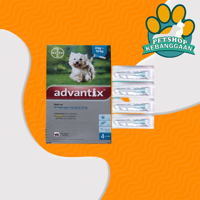 Advantix Dog 4 Kg Up To 10 Kg Obat Kutu Tetes Caplak Anjing Kecil