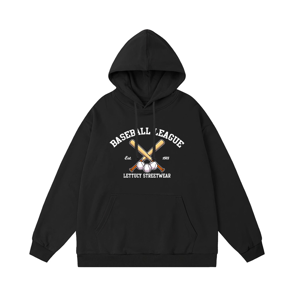 Hoodie Jumper streetwear black BASEBALL LEAGUE