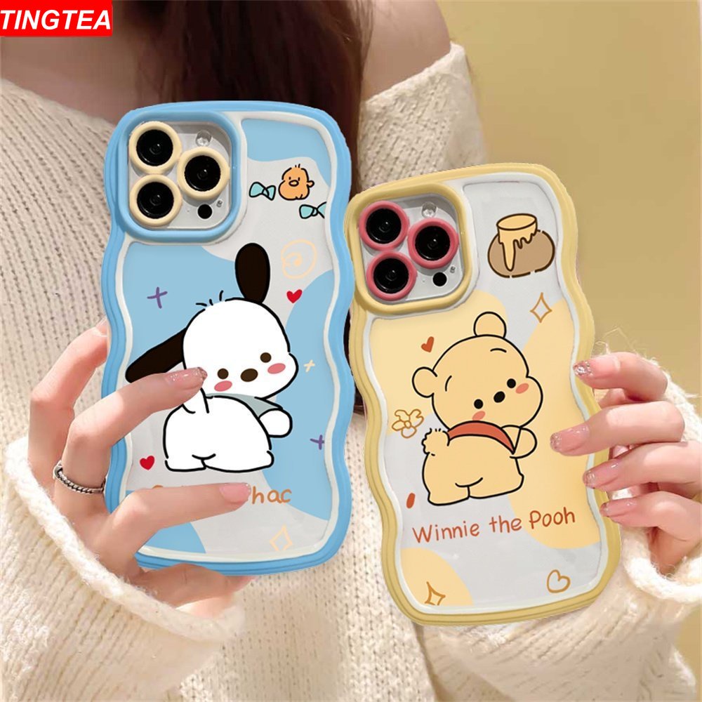 Pacha Case Anjing OPPO A17 A16 A57 2022 A77S A77 A15 A16K A54 A53 A12 A5S A7 A3S A11k A31 A52 A92 A94 A93 A37 F9 A1K A76 Winnie Bear Gambar Kartun Wave Protection Case