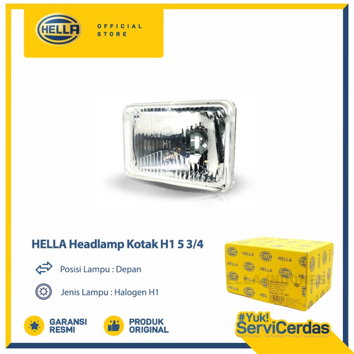 Lampu Headlamp Mobil Hella Kotak H1 5 3/4" - Lampu Depan Mobil