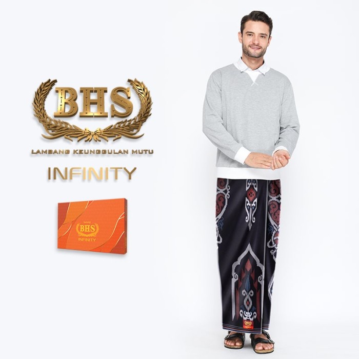 Sarung BHS Infinity Gold Motif PKE Hitam Merah 04