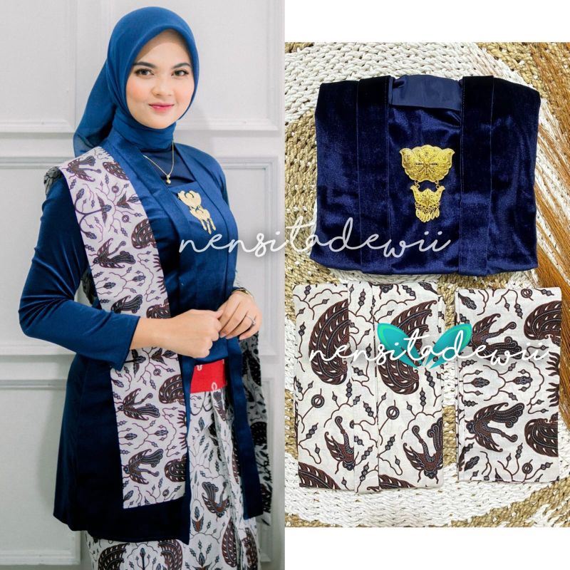 [1 Set, LN01B] Kebaya Panjang, Jarik Instan + Selendang Jarik / Model Pramudita