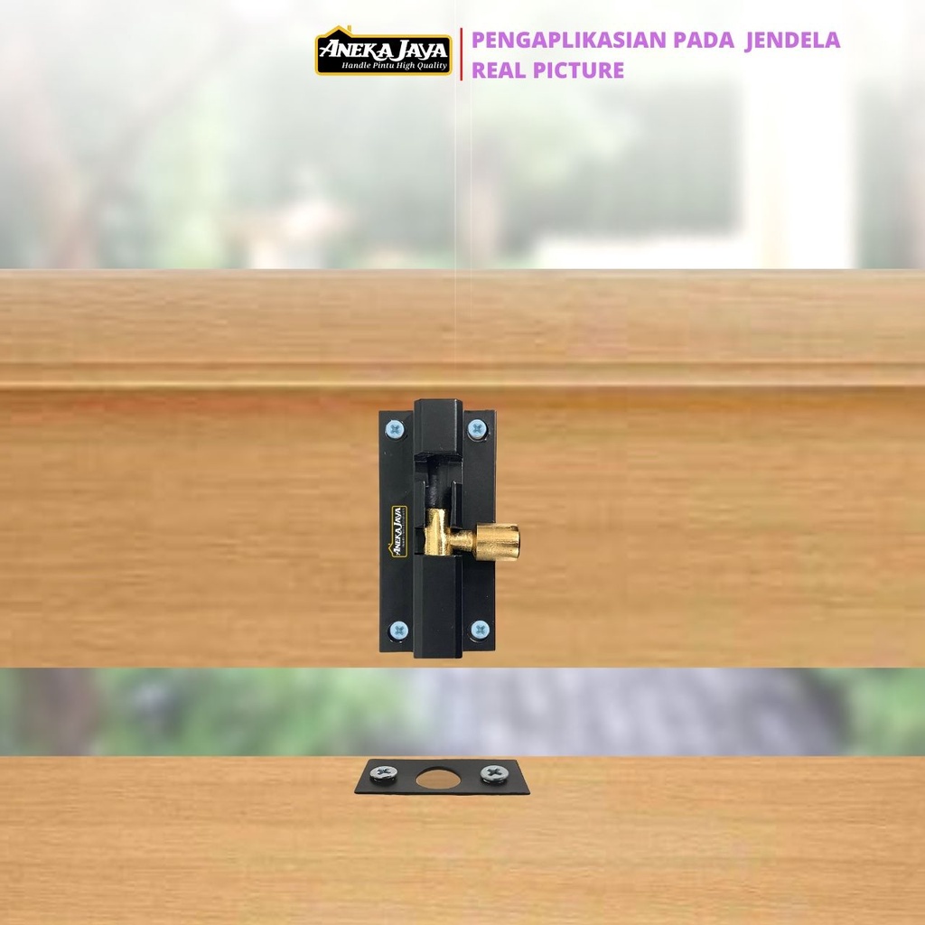 Grendel Slot Jendela Dan Pintu Hitam - Ukuran 2 inch 3 Pengunci Kunci Tambahan Allumunium