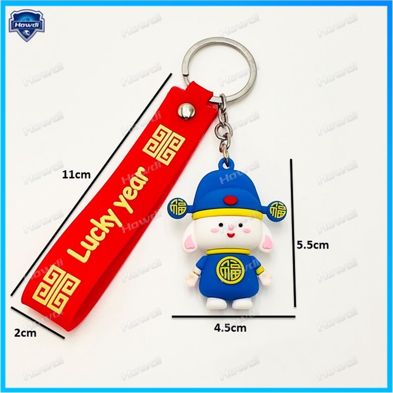 Patung Kelinci Kartun Tahun Kelinci Dewa Kekayaan Kelinci Kartun Tahun Kelinci Key Chain Joyful Key Chain Gantung Gantungan Kunci Mobil