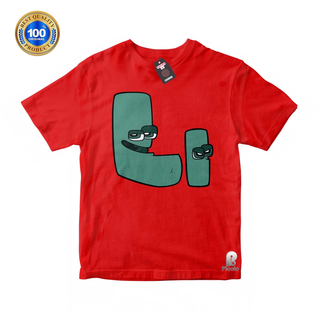 BAJU ANAK KAOS ATASAN ANAK HURUF L ALPHABET LORE UNISEX Bahan COTTUN (FREE NAMA)