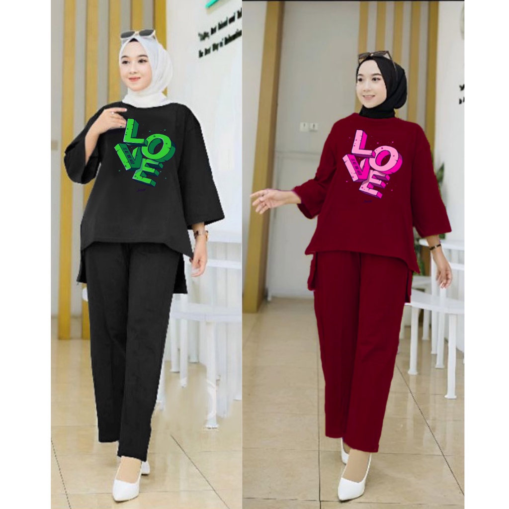 Setelan Tunik LOVE /Set Blouse LD 110