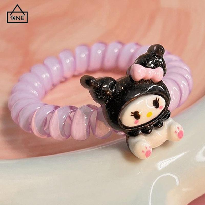 COD❤️Gelang Telepon Kartun Coil Karet Gelang Kecil Perempuan Tali Kepala Lucu Serbaguna-A.one