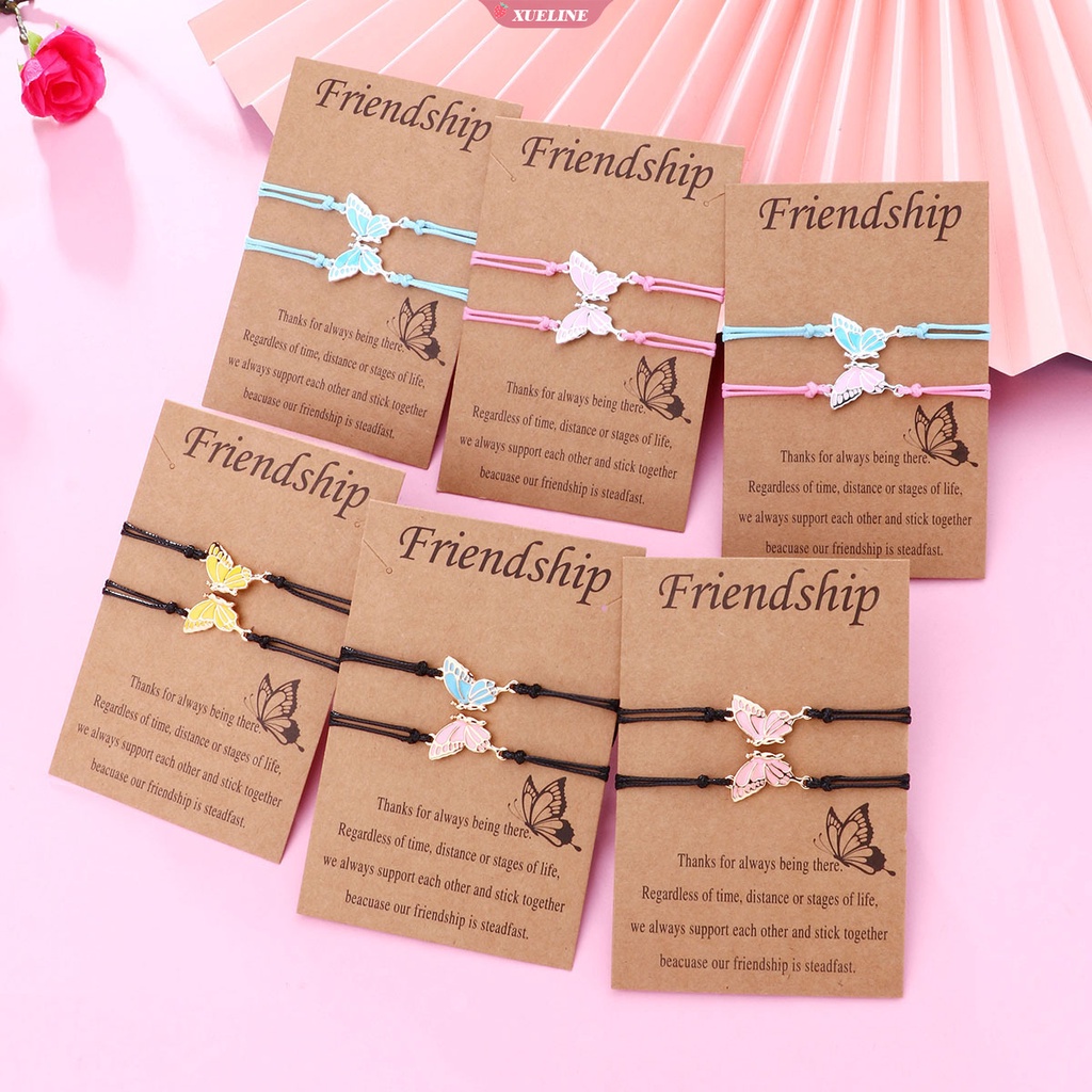 Gelang Kupu Kupu Kupu Magnet BFF Gelang Pasangan Persahabatan Sahabat Perhiasan Hadiah Adjustable Vintage Butterfly Wristband [ZXL]